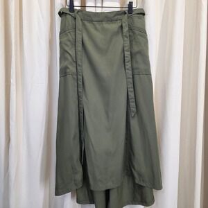 Westport1962 high low olive green sz small skirt tie pockets